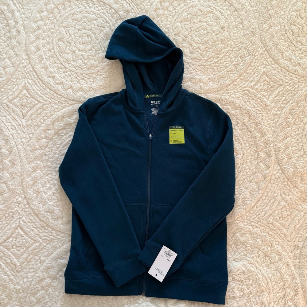 Dark Teal Zip-Up Hoodie (Size 10/12, Medium)